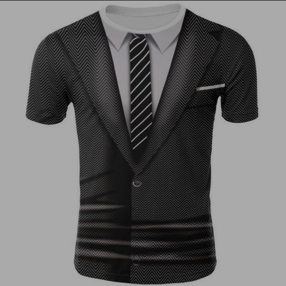 Whatlees Other - Whatlees 3D Graphic Novelty Tee Business Suit Jacket Tie Dress Shirt Necktie NWT